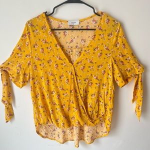 Yellow Knot Front Blouse